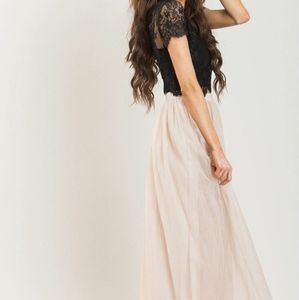 Morning Lavender Tulle Maxi Skirt, beige/cream